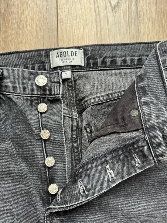 Agolde REN Wide-Leg High Rise Jeans-Dark Grey - Picture 3 of 10